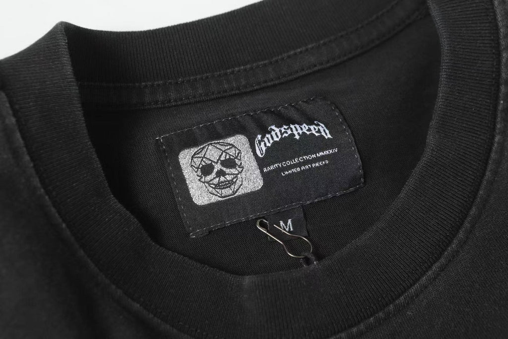 Godspeed Fortuna Astronaut Graphic T-Shirt - Black — neck_label
